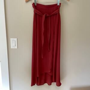 White House Black Market Wrap Maxi Skirt Size 00 (XXS) Cinnamon/Rust Flowy Fairy